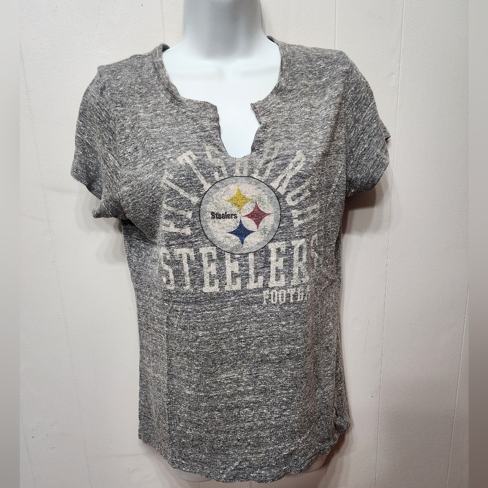 Pittsburgh Steelers‎ Shirt XL Short Sleeve Gray Casual Team Apparel NFL C129 Z